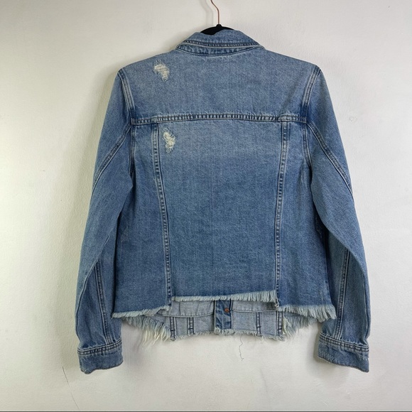 Blank NYC Heavily Distressed Fitted Denim Jacket NWT Size M - Picture 3 of 13